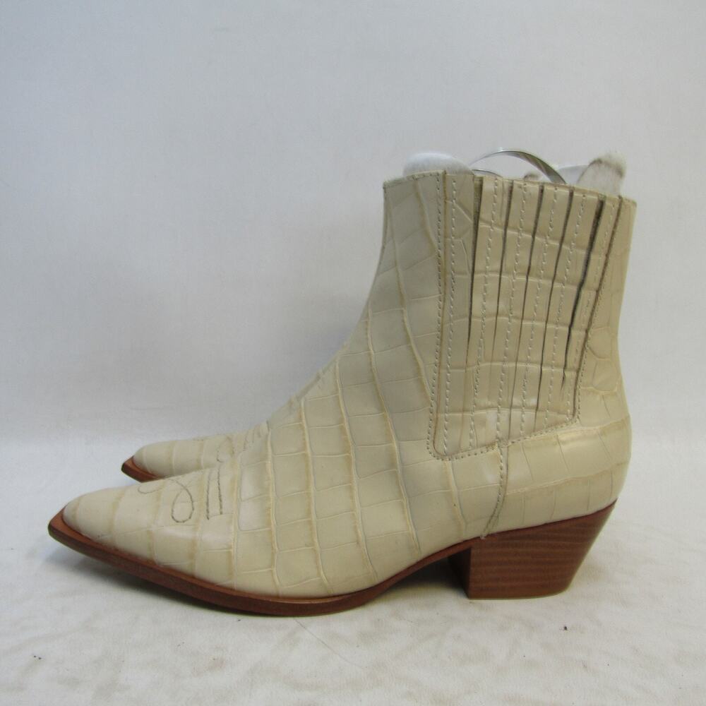Schutz Womens Size 7.5 B Light Brown Leather Gator Print Fashion Ankle Boots